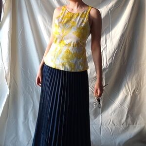 Banana Republic White and Yellow Floral Peplum Tank Top